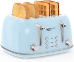 Retro 2 Slice Wide Slot Toaster – Stainless Steel Bread Toaster Oven Style