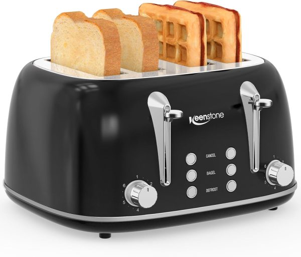 Retro 2 Slice Wide Slot Toaster – Stainless Steel Bread Toaster Oven Style