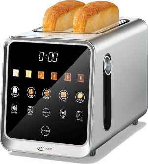 2 Slice Smart Toaster Oven with Touchscreen, Stainless Steel Digital Bread Toaster for Bagel & Toast
