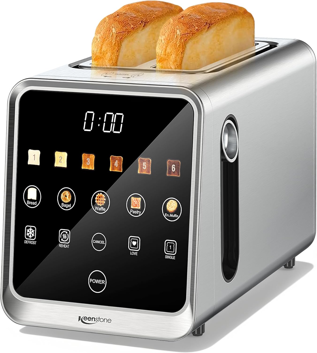 2 Slice Smart Toaster Oven with Touchscreen, Stainless Steel Digital Bread Toaster for Bagel & Toast