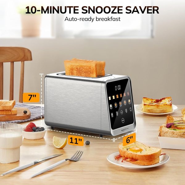 2 Slice Smart Toaster Oven with Touchscreen, Stainless Steel Digital Bread Toaster for Bagel & Toast