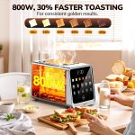 2 Slice Smart Toaster Oven with Touchscreen, Stainless Steel Digital Bread Toaster for Bagel & Toast