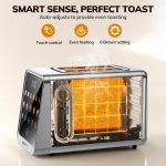 2 Slice Smart Toaster Oven with Touchscreen, Stainless Steel Digital Bread Toaster for Bagel & Toast